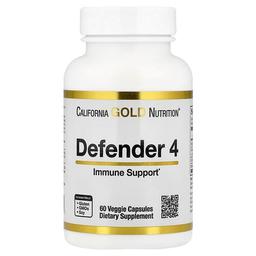 캘리포니아 골드 뉴트리션 California Gold Nutrition, 디펜더 4, 비타민C, 비타민D, 아연 및 셀레늄 함유, 베지 캡슐 60정