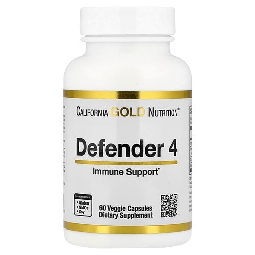 캘리포니아 골드 뉴트리션 California Gold Nutrition, 디펜더 4, 비타민C, 비타민D, 아연 및 셀레늄 함유, 베지 캡슐 60정 상세 이미지