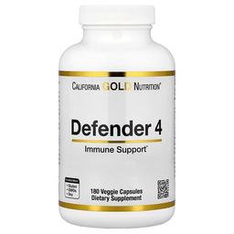 캘리포니아 골드 뉴트리션 California Gold Nutrition, 디펜더 4, 비타민C, 비타민D, 아연 및 셀레늄 함유, 베지 캡슐 180정