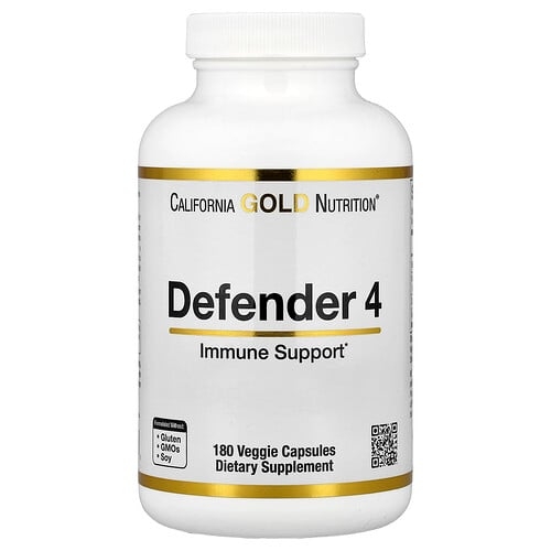 캘리포니아 골드 뉴트리션 California Gold Nutrition, 디펜더 4, 비타민C, 비타민D, 아연 및 셀레늄 함유, 베지 캡슐 180정 상세 이미지