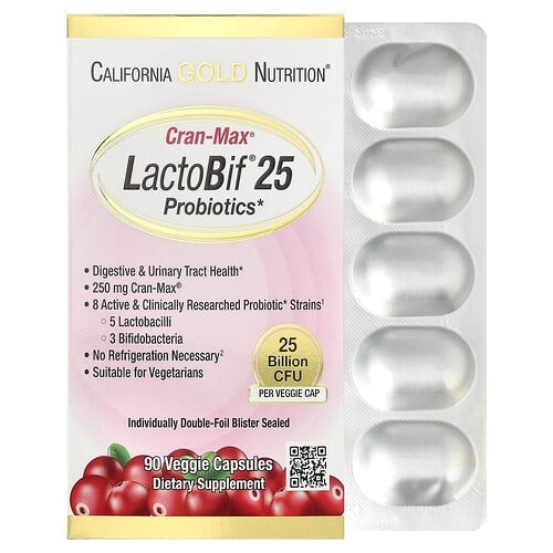캘리포니아 골드 뉴트리션 California Gold Nutrition, CranMax® LactoBif® 프로바이오틱, 250억CFU, 베지 캡슐 90정 상세 이미지