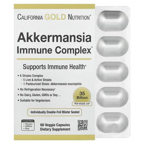 캘리포니아 골드 뉴트리션 California Gold Nutrition, 아커만시아 + 프로바이오틱 Immune Complex, 베지 캡슐 60정 상품 이미지
