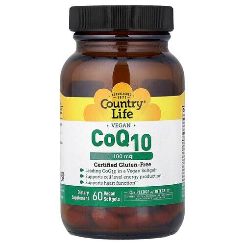 컨츄리 라이프 Country Life, 비건 CoQ10, 100mg, 비건 소프트젤 60정 상품 이미지