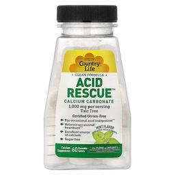컨츄리 라이프 Country Life, Acid Rescue™, 탄산칼슘, 민트 맛, 츄어블 60정