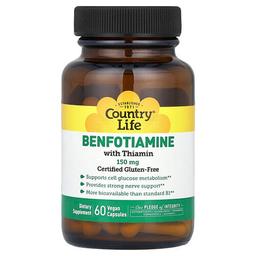 컨츄리 라이프 Country Life, 벤포티아민, 티아민 함유, 150mg, 베지 캡슐 60정