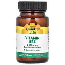 컨츄리 라이프 Country Life, 비타민B12, 1,000 mcg, 60정