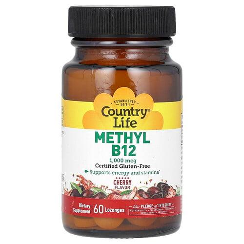 컨츄리 라이프 Country Life, 메틸 B12, 체리 맛, 1,000mcg, 사탕 정제 60정 상품 이미지