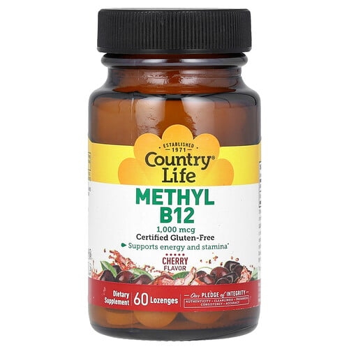 컨츄리 라이프 Country Life, 메틸 B12, 체리 맛, 1,000mcg, 사탕 정제 60정 상세 이미지