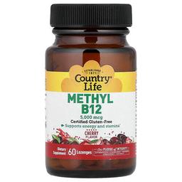 컨츄리 라이프 Country Life, 메틸 B12, 체리, 5,000mcg, 사탕 정제 60정