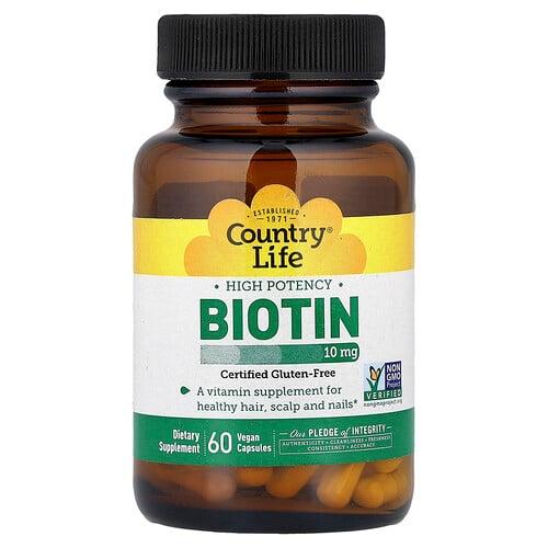 컨츄리 라이프 Country Life, 비오틴, 고효능, 10mg, 베지 캡슐 60정 상품 이미지