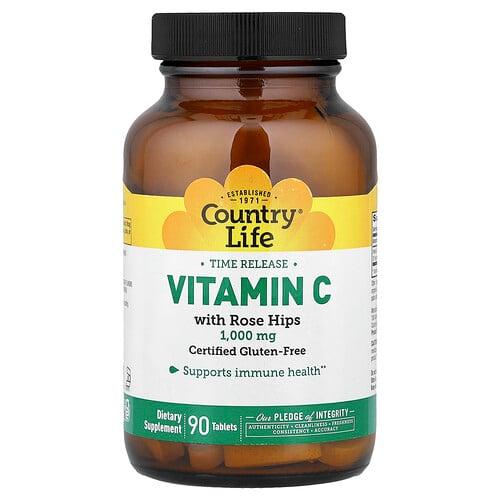 컨츄리 라이프 Country Life, 서방형 비타민C, 로즈힙 함유, 1,000mg, 90정 상품 이미지