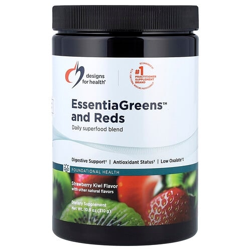 디자인 포 헬스 Designs For Health, EssentiaGreens™ 및 Reds, 딸기 키위, 310g(10.9oz) 상세 이미지