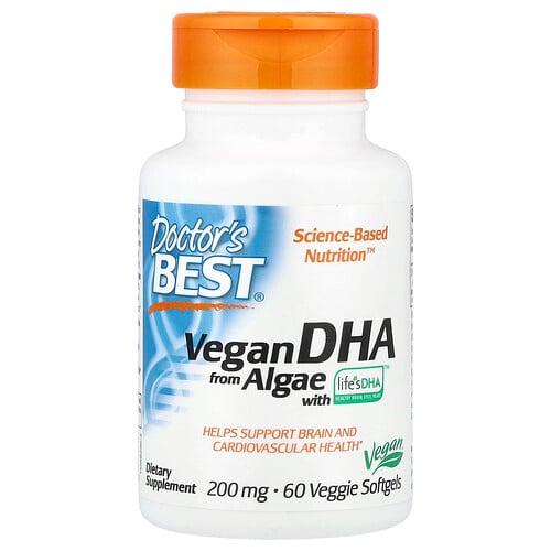 닥터스 베스트 Doctor's Best, Life’s DHA™가 함유된 해조류 추출 비건 DHA, 200mg, 식물성 소프트젤 60정 상품 이미지