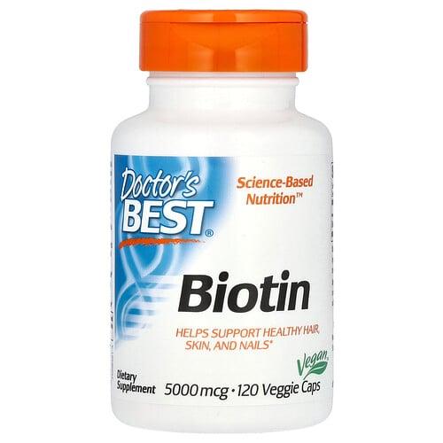 닥터스 베스트 Doctor's Best, 비오틴, 5,000mcg, 베지 캡슐 120정 상품 이미지