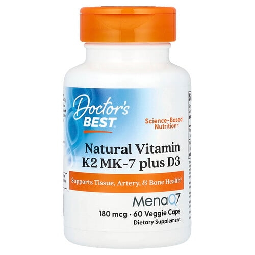 닥터스 베스트 Doctor's Best, 천연 비타민K2 MK-7 플러스 D3, 180mcg, 베지 캡슐 60정 상세 이미지