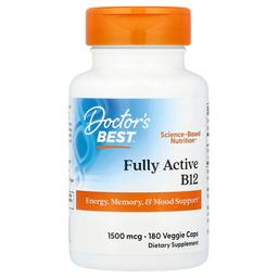 닥터스 베스트 Doctor's Best, 완전 활성 B12, 1,500mcg, 베지 캡슐 180정