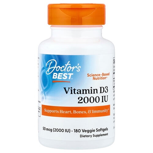 닥터스 베스트 Doctor's Best, 비타민D3, 50mcg(2,000IU), 베지 소프트젤 180정 상세 이미지