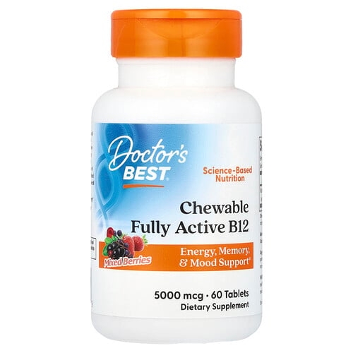 닥터스 베스트 Doctor's Best, 츄어블 풀 액티브 B12, 믹스 베리, 5,000mcg, 60정 상세 이미지