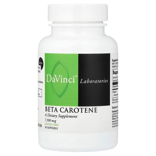 다빈치 래보래토리즈 DaVinci Laboratories, 베타카로틴, 7,500mcg, 소프트젤 90정 상세 이미지