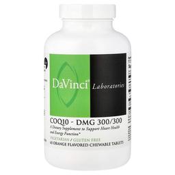 다빈치 래보래토리즈 DaVinci Laboratories, CoQ10-DMG 300/300, 오렌지 맛, 츄어블 60정