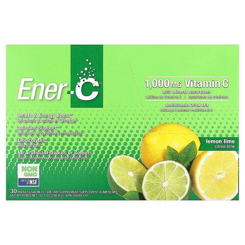 이너 C Ener-C, 비타민C, 종합비타민 드링크 믹스, 레몬 라임 맛, 1,000mg, 30팩, 개당 9.56g(0.3oz) 상품 이미지