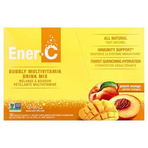 이너 C Ener-C, 버블리 종합비타민 드링크 믹스, 복숭아 망고, 30팩, 개당 9.64g(0.3oz) 상품 이미지
