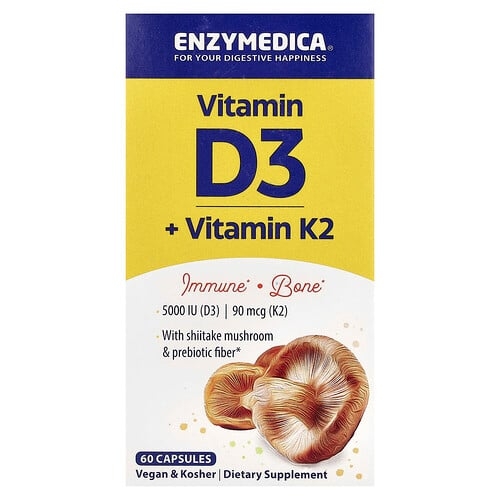 엔자이메디카 Enzymedica, 비타민D3 + 비타민K2, 캡슐 60정 상세 이미지