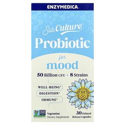 엔자이메디카 Enzymedica, SubCulature™ 프로바이오틱 포 기분, 지연 방출 캡슐 30정