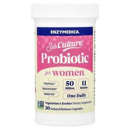 엔자이메디카 Enzymedica, 여성용 SubCulature™ 프로바이오틱, 500억, 지연 방출 캡슐 30정