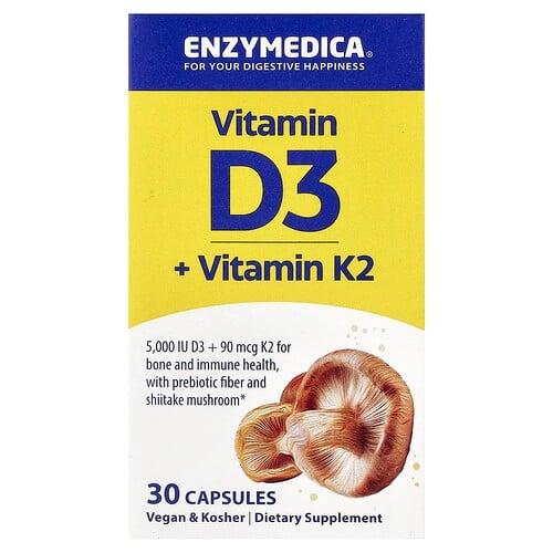 엔자이메디카 Enzymedica, 비타민D3 + 비타민K2, 캡슐 30정 상세 이미지