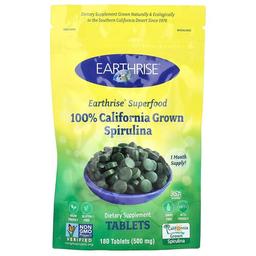 얼스라이즈 Earthrise, 캘리포니아에서 재배한 100% 스피룰리나, 500mg, 180정