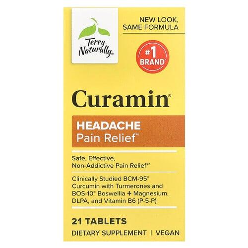 테리 내추럴리 Terry Naturally, Curamin®, 두통 및 통증 완화, 21정 상품 이미지