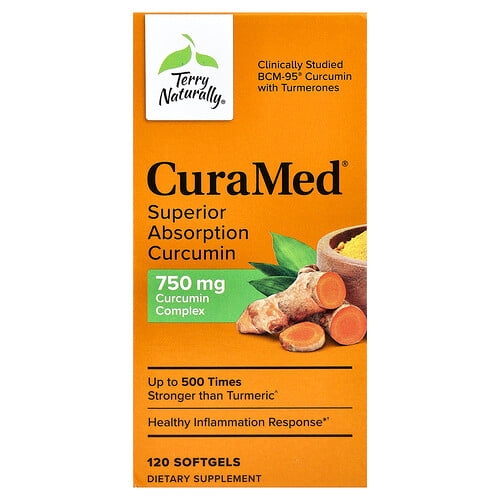 테리 내추럴리 Terry Naturally, CuraMed, 흡수력 강화 커큐민, 750mg, 소프트젤 120정 상세 이미지