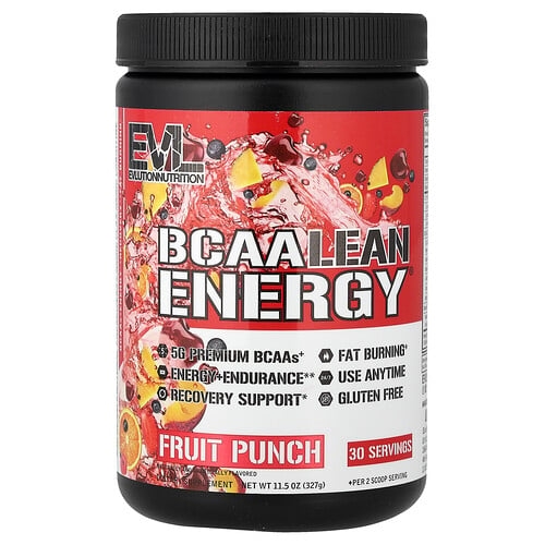 이보루션 뉴트리션 EVLution Nutrition, BCAA 린 에너지®, 과일 펀치, 11.5 oz (327 g) 상세 이미지