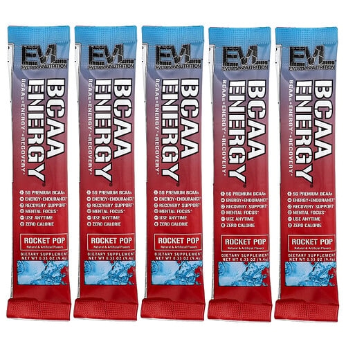이보루션 뉴트리션 EVLution Nutrition, BCAA Energy®, 로켓 팝, 5팩, 각 9.4g(0.33oz) 상세 이미지