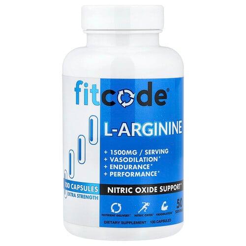 핏코드 fitcode, l-아르기닌, 캡슐 100정(캡슐 1정당 750mg) 상품 이미지