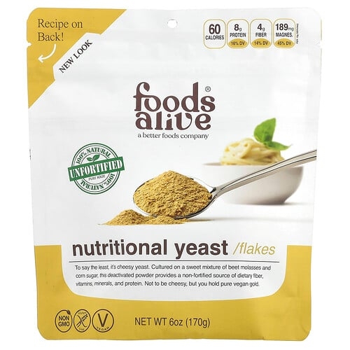 푸드 얼라이브 Foods Alive, 슈퍼 푸드, 비강화 영양 효모, 170g(6oz) 상세 이미지