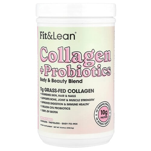 핏 & 린 Fit & Lean, 콜라겐 + 프로바이오틱스, 무맛, 12.64 oz(358.2 g) 상세 이미지
