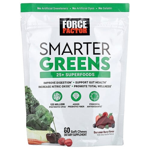 Force Factor, Smarter Greens®, 섬머 베리, 소프트츄 60개 상세 이미지