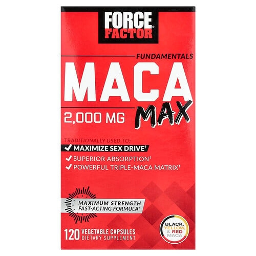 Force Factor, 펀더멘탈, 마카 맥스, 2,000mg, 베지 캡슐 120정(캡슐당 500mg) 상세 이미지