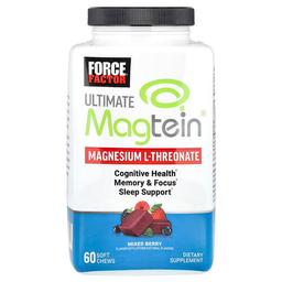 Force Factor, Ultimate Magtein®, 마그네슘 L-트레온산, 혼합 베리, 소프트츄 60개