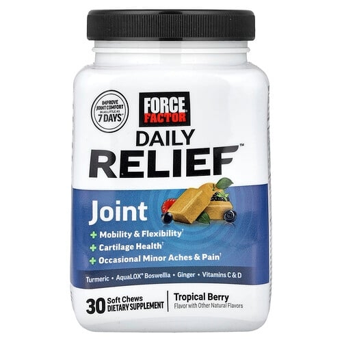 Force Factor, Daily Relief™, 관절, 트로피컬 베리, 소프트츄 30개 상세 이미지