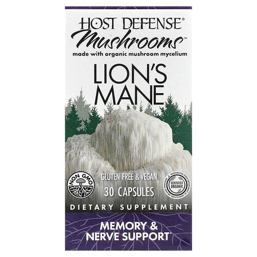 호스트 디펜스 Host Defense, Mushrooms™, 노루궁뎅이버섯, 캡슐 30정(캡슐 1정당 0.5g) 상세 이미지