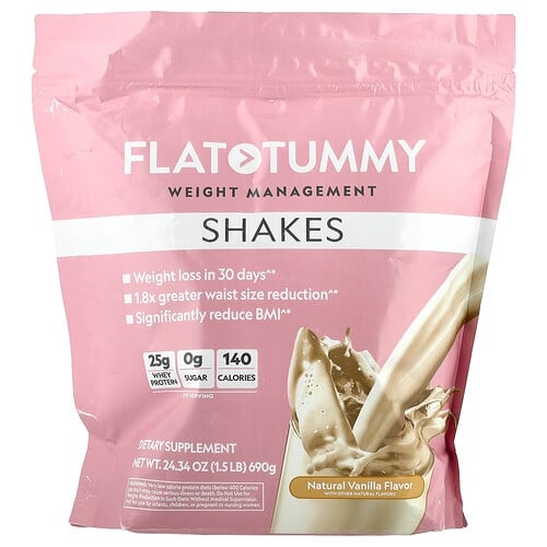 플랫 터미 Flat Tummy, 셰이크, 천연 바닐라 맛, 690g(1.5lb) 상세 이미지