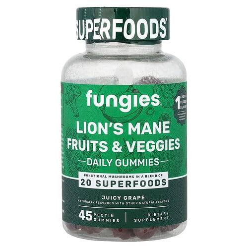 펀지스 Fungies, 노루궁뎅이버섯 및 채소 구미젤리, 쥬시 포도, 펙틴 구미젤리 45개 상품 이미지