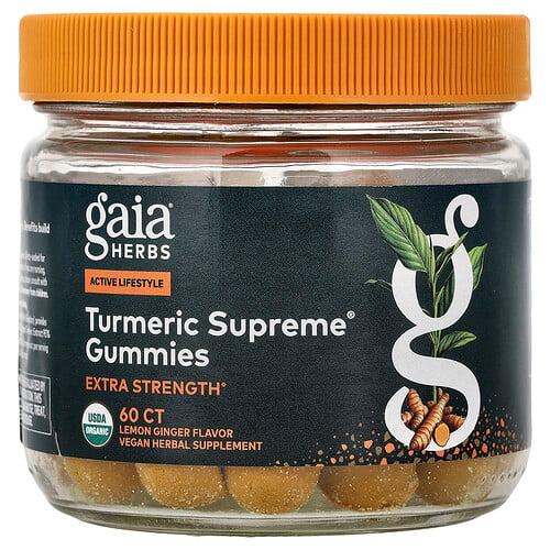 가이아 허브 Gaia Herbs, Turmeric Supreme® 구미젤리, 레몬 생강, 구미젤리 60개 상품 이미지