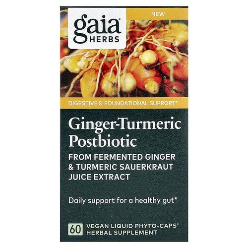 가이아 허브 Gaia Herbs, 생강-강황 포스트바이오틱, 비건 액상 파이토 캡슐 60정(캡슐 1정당 0.6g) 상품 이미지