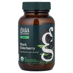 가이아 허브 Gaia Herbs, 블랙 엘더베리, 베지 캡슐 60정