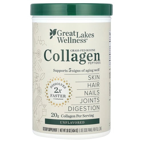 그레잇 레이크 웰니스 Great Lakes Wellness, 빠른 용해 콜라겐 펩타이드, 데일리 웰니스, 무맛, 454g(16oz) 상세 이미지