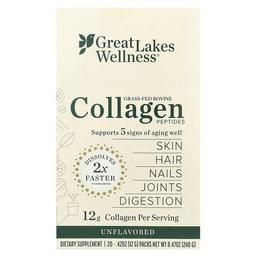 그레잇 레이크 웰니스 Great Lakes Wellness, 목초 사육 우피 콜라겐 펩타이드, 무맛, 20팩, 각 12g(0.42oz)